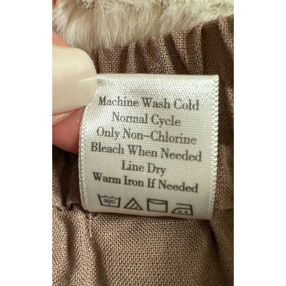 Coldwater Creek Brown Linen Pull On Pants Wide Leg Embroidered Lagenlook Size L - Picture 6 of 9